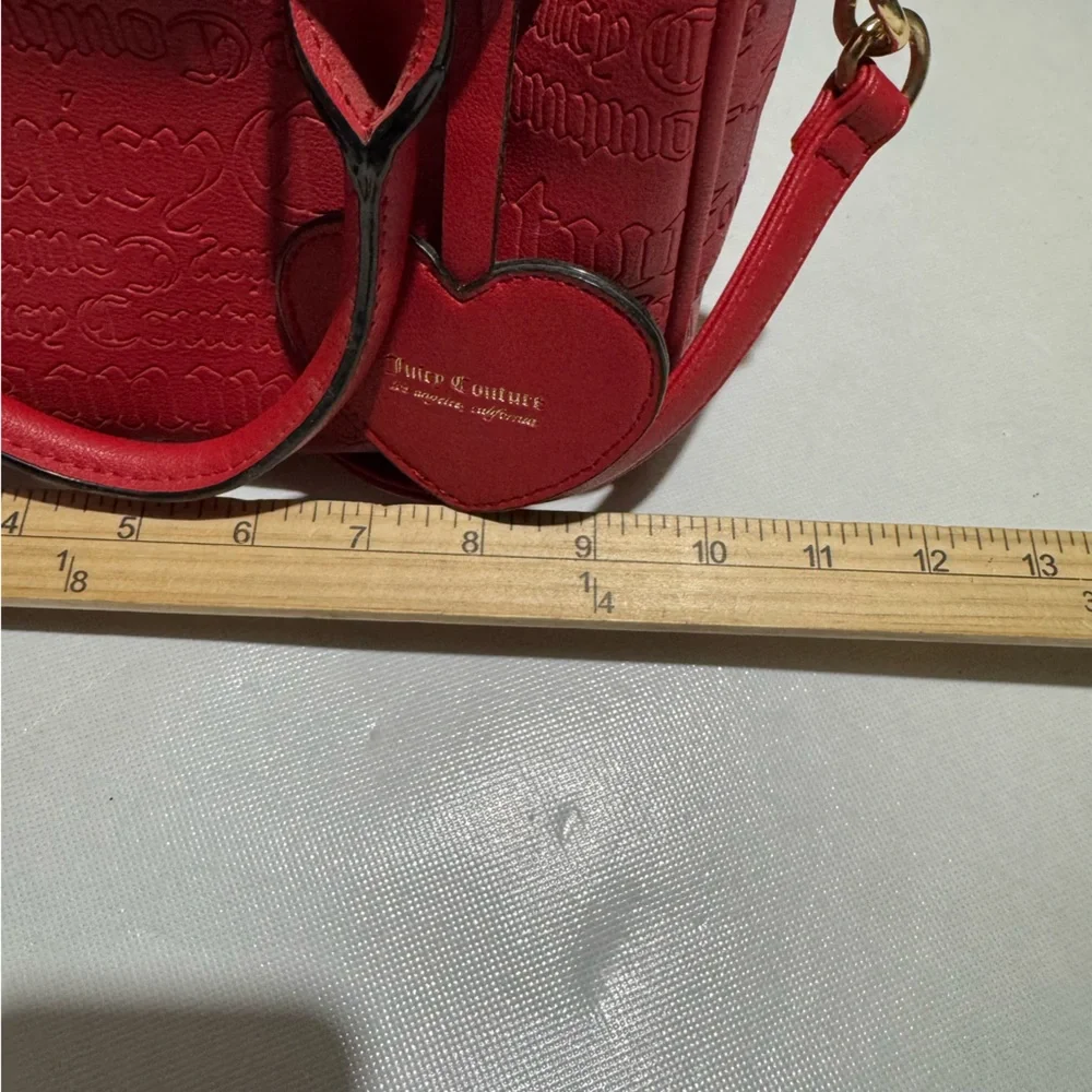 Juicy Couture Red Embossed Top‎ Handle Satchel Shoulder Bag Purse